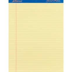 Ampad Gold Fibre Notepad, 8.5" x 11.75", Wide Ruled, Canary, 50 Sheets/Pad, 12 Pads (20-064)