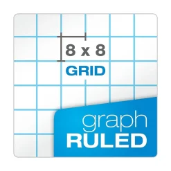 Ampad Graph Writing Pad 8-1/2x11", Quad Ruling Graph Paper, 8 Squares/Inch, White, 50 Sheets/Pad