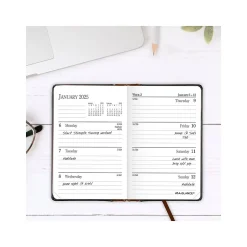 AT-A-GLANCE Fine Diary Pocket Hardcover 2025 Weekly and Monthly Diary, 2.75" x 4.25", Ruled, Black/Brown (74-01-05-25)