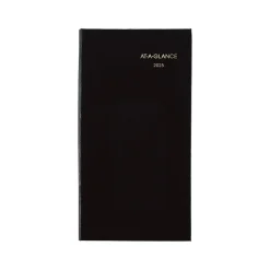 AT-A-GLANCE Fine Pocket Hardcover Diary, 3" x 6", Ruled, Black (72-02-05-25)