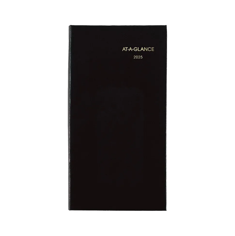 AT-A-GLANCE Fine Pocket Hardcover Diary, 3" x 6", Ruled, Black (72-02-05-25)