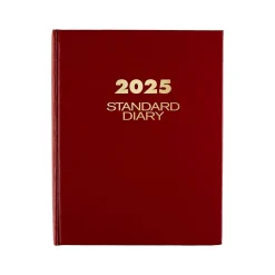 AT-A-GLANCE Standard Hardcover 2025 Daily Diary, 7.5" x 9.5", Ruled, Red (SD374-13-25)