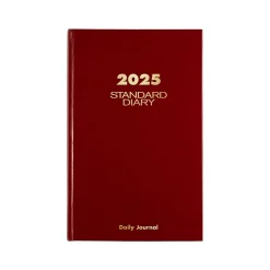 AT-A-GLANCE Standard Hardcover 2025 Daily Diary, 7.75" x 12", Ruled, Red (SD377-13-25)