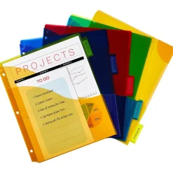 Avery Big Tab Corner Lock Insertable Plastic Dividers with 3 Pockets, 5 Tabs, Multicolor (11273)