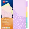 Avery Big Tab Insertable Plastic Dividers with Pocket, 5 Tabs, Multicolor Pastel (07714)
