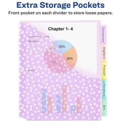 Avery Big Tab Insertable Plastic Dividers with Pocket, 5 Tabs, Multicolor Pastel (07714)