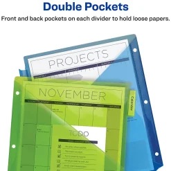 Avery Big Tab Insertable Plastic Dividers with 2 Pockets, 5 Tabs, Multicolor (11906)