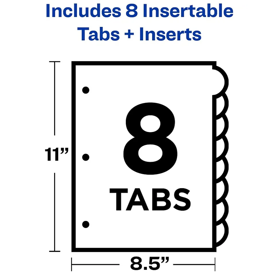 Avery Big Tab Insertable Paper Dividers, 8 Tabs, Clear, Copper Reinforced (23285)