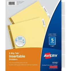 Avery Big Tab Insertable Paper Dividers, 5-Tab, Yellow (11110)