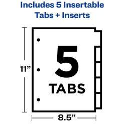 Avery Big Tab Insertable Paper Dividers, Clear 5 Tab, White (11122)
