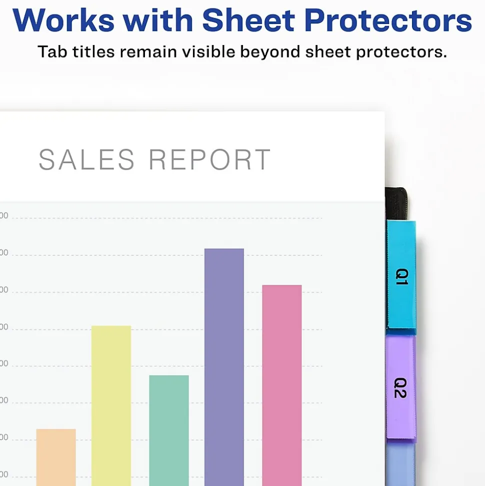Avery Big Tab Insertable Plastic Dividers with 2 Pockets, 5 Tabs, Two-Tone Multicolor (11982)