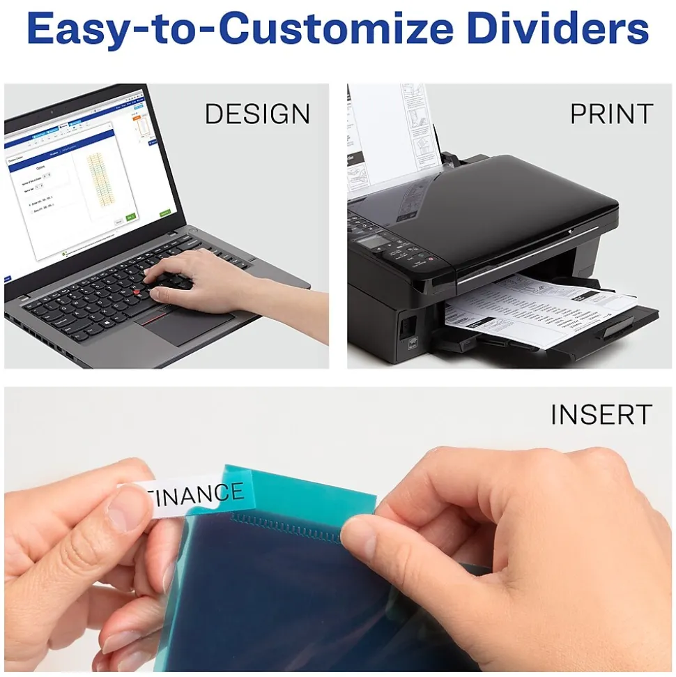 Avery Big Tab Insertable Plastic Dividers with 2 Pockets, 5 Tabs, Two-Tone Multicolor (11982)