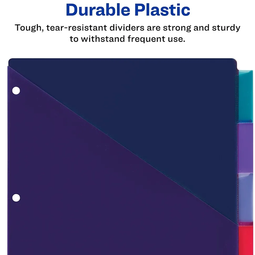 Avery Big Tab Insertable Plastic Dividers with 2 Pockets, 5 Tabs, Two-Tone Multicolor (11982)