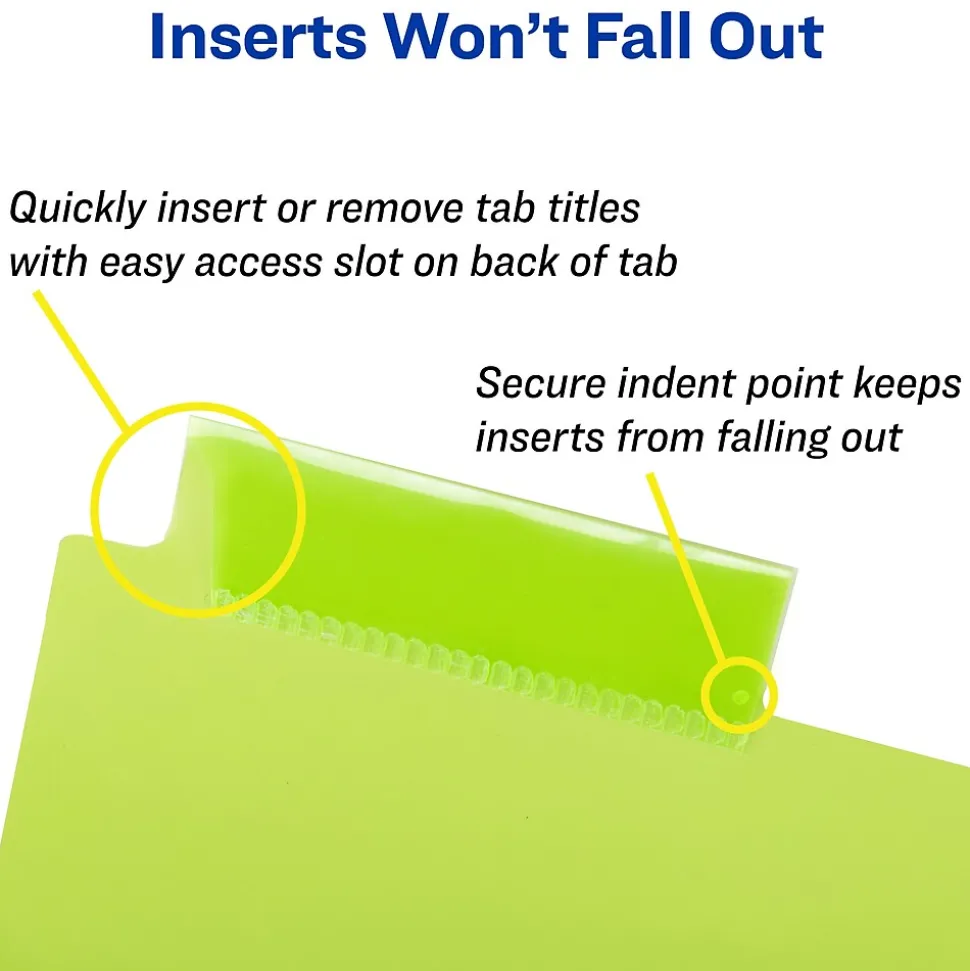 Avery Big Tab Insertable Plastic Dividers with 2 Pockets, 5 Tabs, Two-Tone Multicolor (11982)