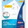 Avery Big Tab Printable Paper Dividers with Large White Labels, 8 Tabs, White, 4 Sets/Pack (14439)