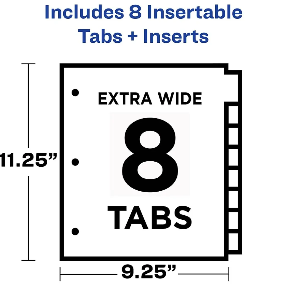 Avery Big Tab Two-Pocket Insertable Plastic Divider, 8 Tabs, Multicolor, 1 Set (11907)