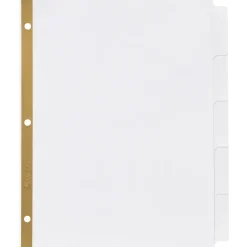 Avery Big Tab Write & Erase Paper Dividers, 5 Tabs, White, Gold Reinforced, 48 Sets/Carton (23075)