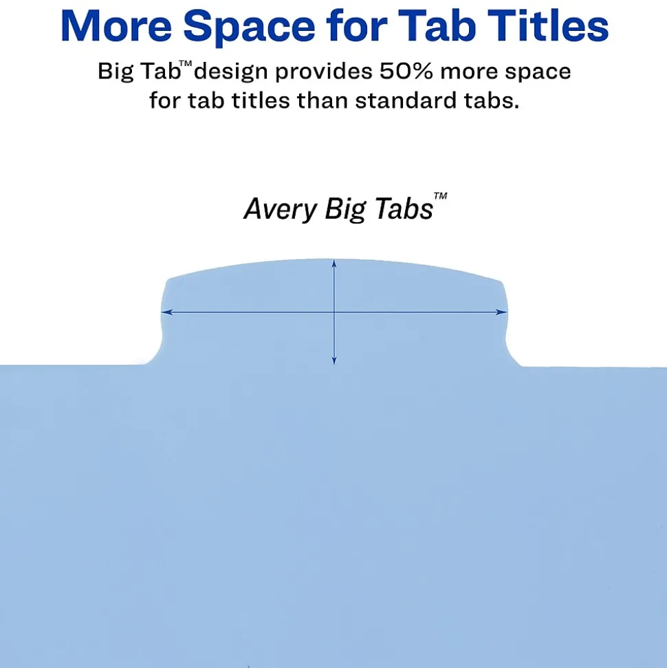 Avery Big Tab Write & Erase Plastic Divider, 8 Tabs, Multicolor, 1 Set (16171)