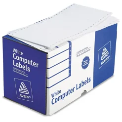 Avery Computer Labels, Dot Matrix Labels and Pin-Feed Labels, 2-15/16" x 5", White, 3,000 Labels/Pack (4076)