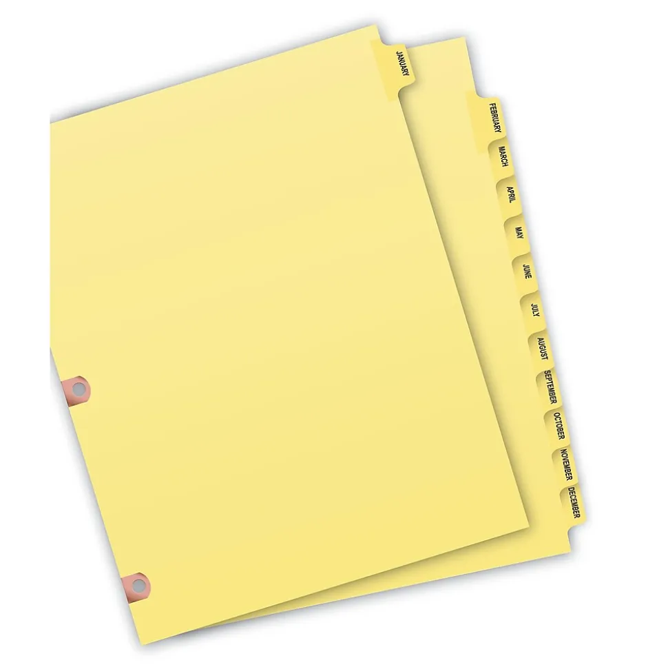 Avery Copper Reinforced Preprinted Dividers, 12-Tabs, Buff, Set (24286)