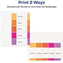 Avery Customizable Table of Contents Dividers, 5-Tab, Multicolor, 3 Sets/Pack (11070)