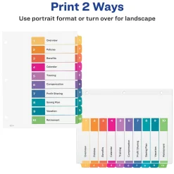 Avery Customizable Table Of Contents Ready Index Pre-Printed Paper Divider, 10-Tab, White, 3/Pack (11072)