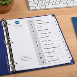 Avery Customizable Table of Contents Dividers, 12-Tabs, White, 3 Sets/Pack (11078)