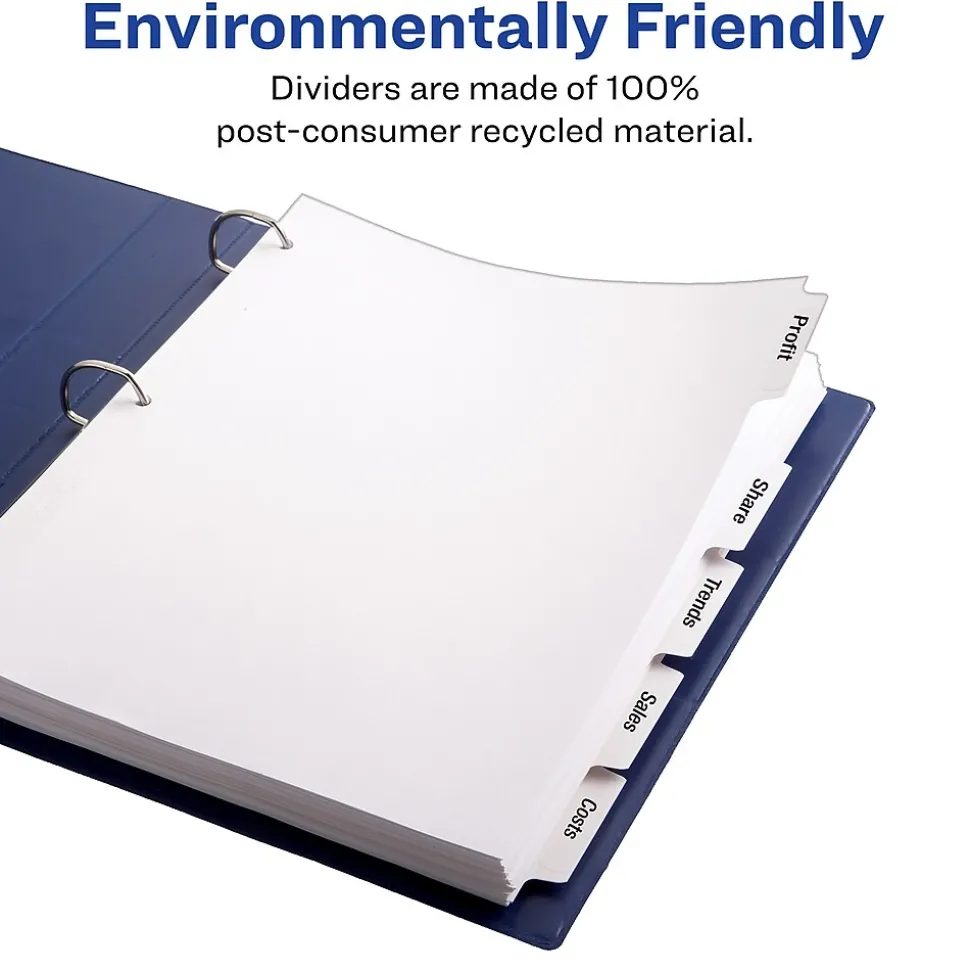 Avery EcoFriendly Index Maker Dividers, 5 Tab, White, 5/Pack (AVE11580)