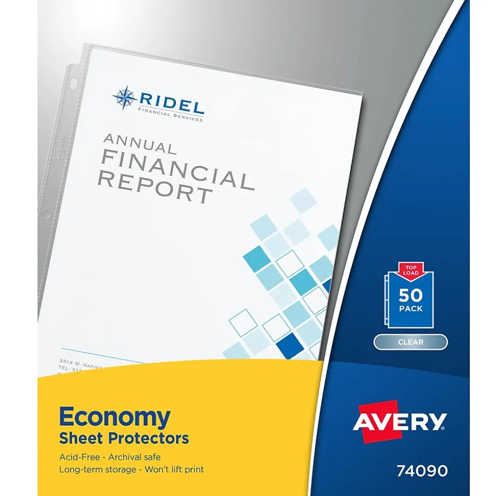 Avery Economy Weight Sheet Protectors, 8-1/2" x 11", Clear, 50/Box (74090)