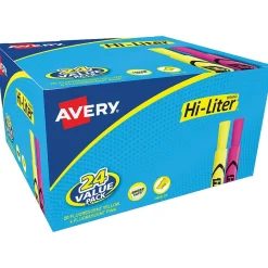 Avery Hi-Liter Desk Style Highlighters, Chisel Tip, Assorted, 24/Pack (98189)