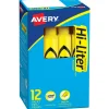 Avery Hi-Liter Desk Style Highlighters, Chisel Tip, Yellow, Dozen (07742)