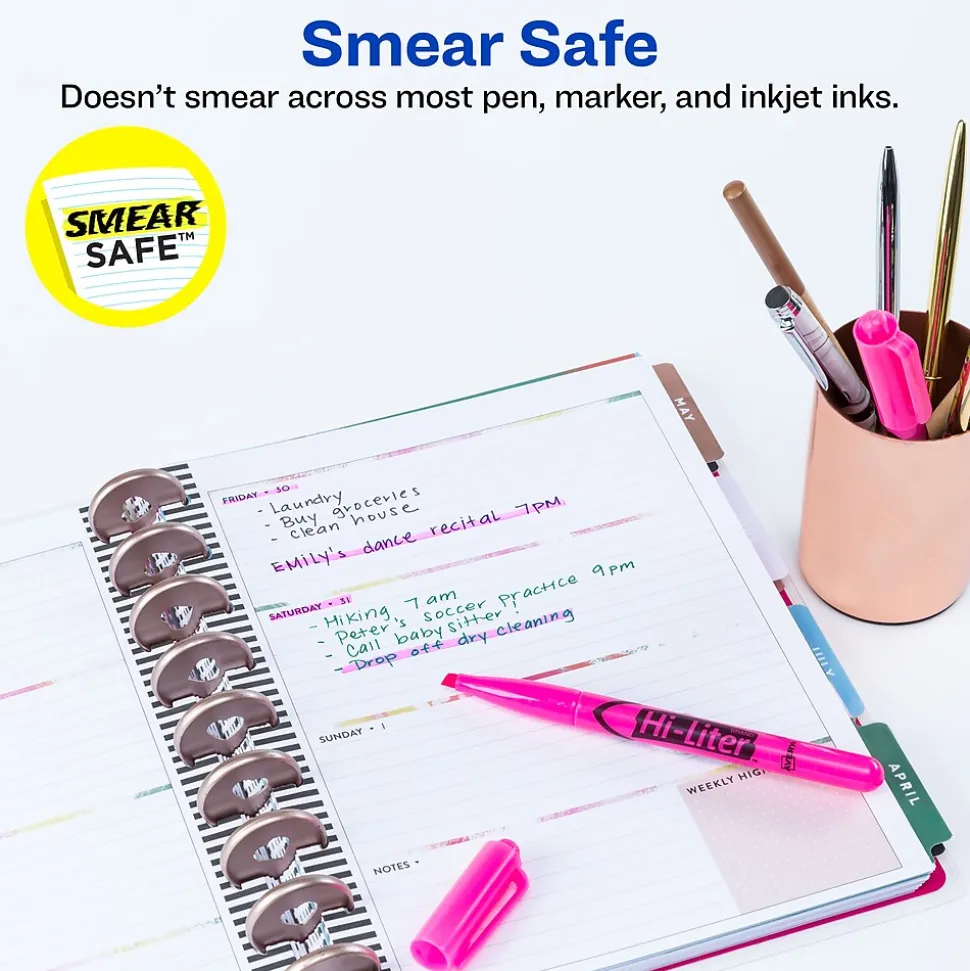 Avery Hi-Liter Stick Highlighters, Chisel, Pink, Dozen (23592)