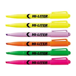 Avery Hi-Liter Stick Highlighters, Chisel, Assorted, 6/Pack (23565)