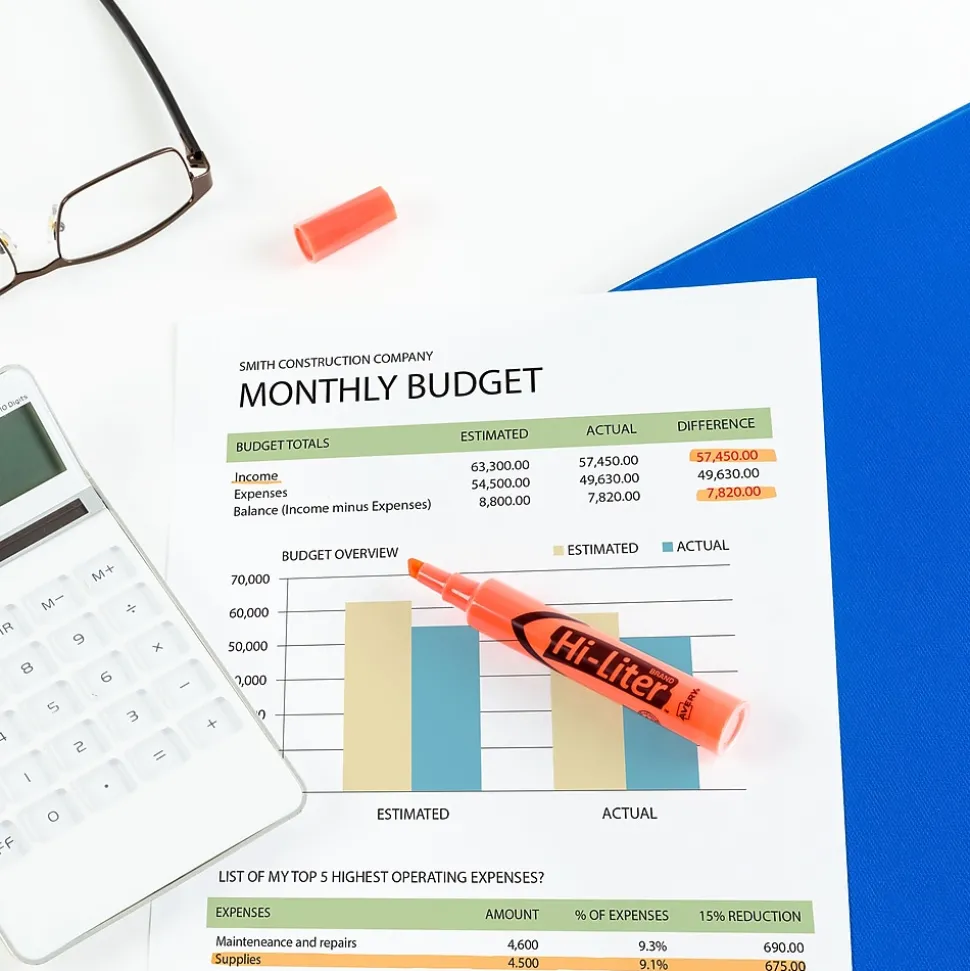 Avery Hi-Liter Tank Highlighters, Chisel, Orange, Dozen (24050)