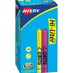 Avery Hi-Liter The Original Pen-Style Stick Highlighters, Chisel, Assorted, 24/Pack (29861)