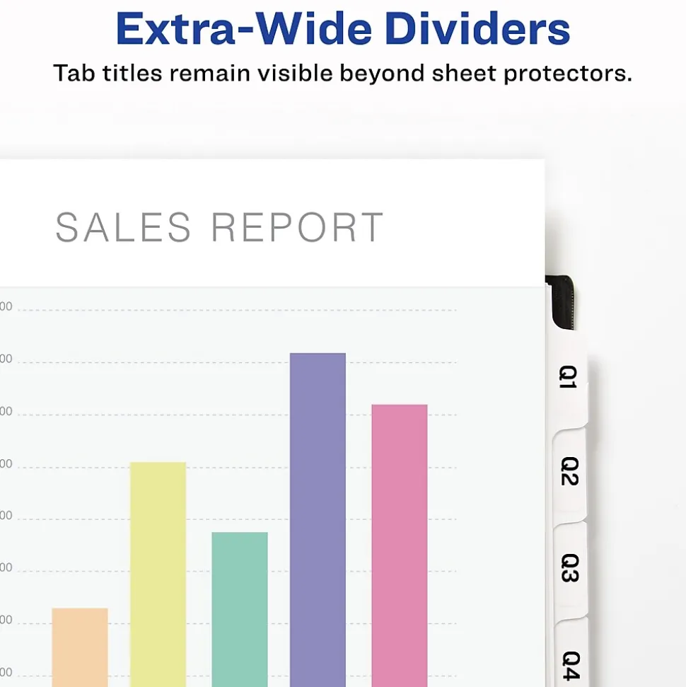 Avery Index Maker Extra-Wide Paper Dividers with Print & Apply Label Sheets, 8 Tabs, White (AVE11439)