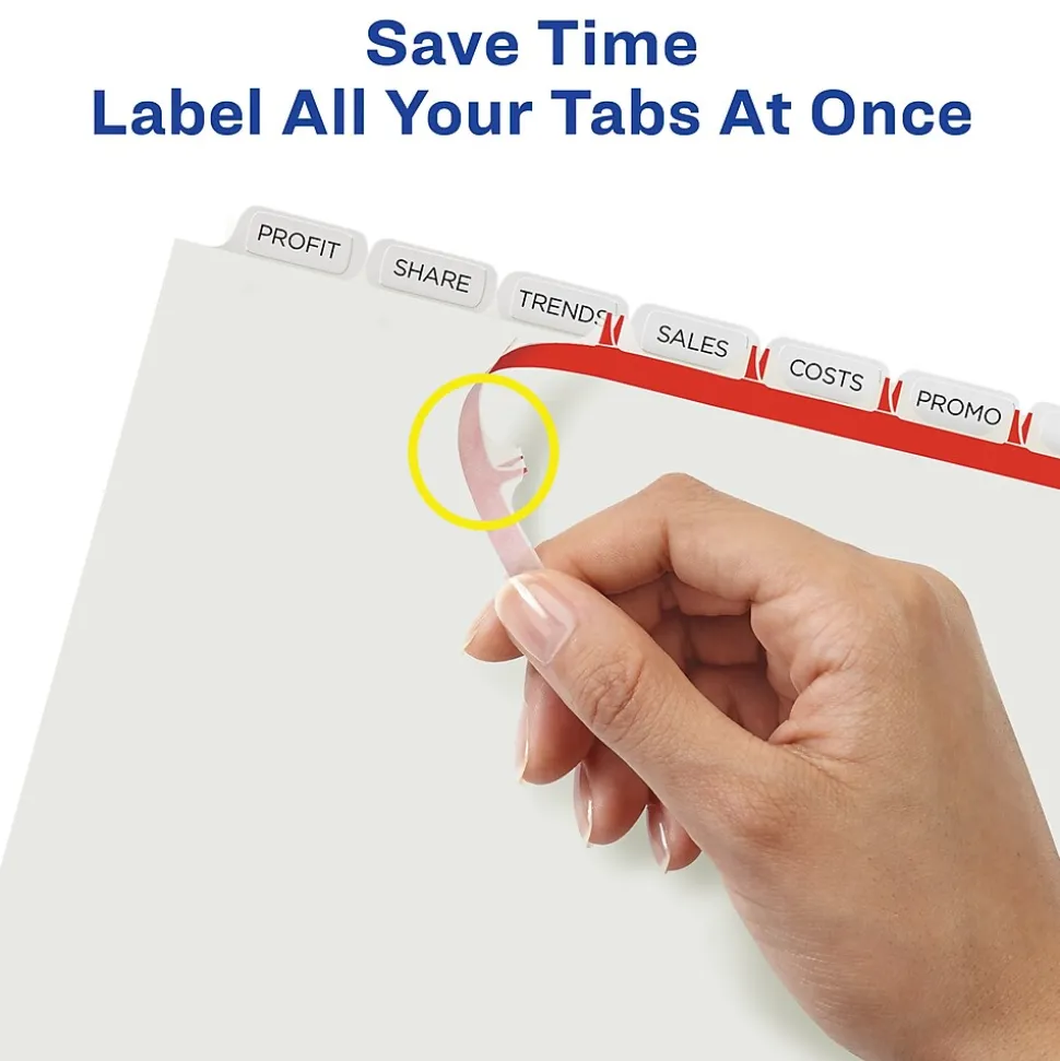 Avery Index Maker Extra-Wide Paper Dividers with Print & Apply Label Sheets, 8 Tabs, White, 5 Sets/Pack (AVE11441)