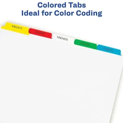 Avery Index Maker Paper Dividers with Print & Apply Label Sheets, 5 Tabs, Multicolor, 5 Sets/Pack (11418)