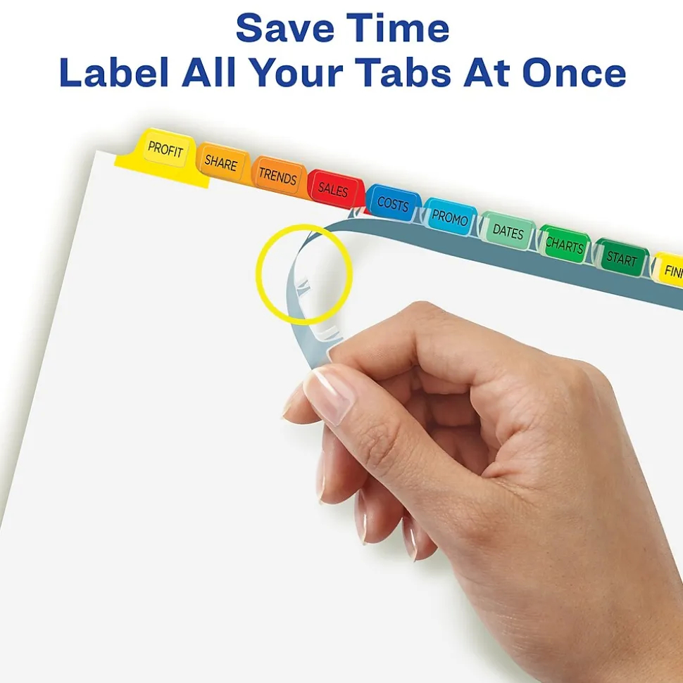 Avery Index Maker Paper Dividers with Print & Apply Label Sheets, 12 Tabs, Multicolor, 5 Sets/Pack (11405)