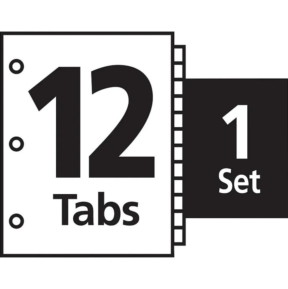 Avery Index Maker Paper Dividers with Print & Apply Label Sheets, 12 Tabs, White (11428)