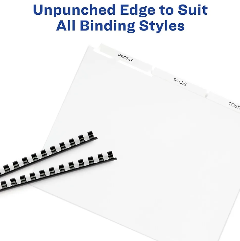 Avery Index Maker Unpunched Paper Dividers with Print & Apply Label Sheets, 8 Tabs, White, 25 Sets/Pack (11444)