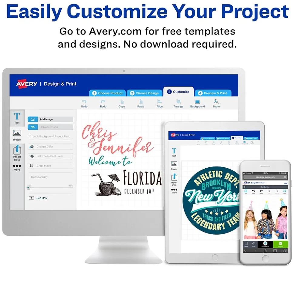 Avery Inkjet Specialty Labels, 8.5" x 11", White, 5/Pack (3270)