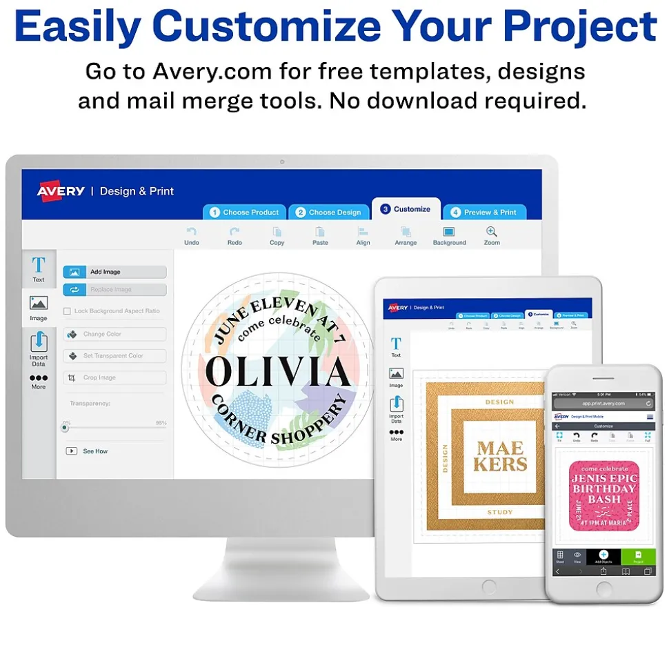 Avery Laser Color Coding Labels, 1 1/4" Dia., Neon Red, 8/Sheet, 50 Sheets/Pack (5497)