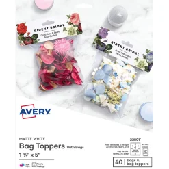 Avery Laser/Inkjet Adhesive Bag Toppers with Bags, 1 3/4" x 5", White, 40 Labels & Bags/Pack (22801)