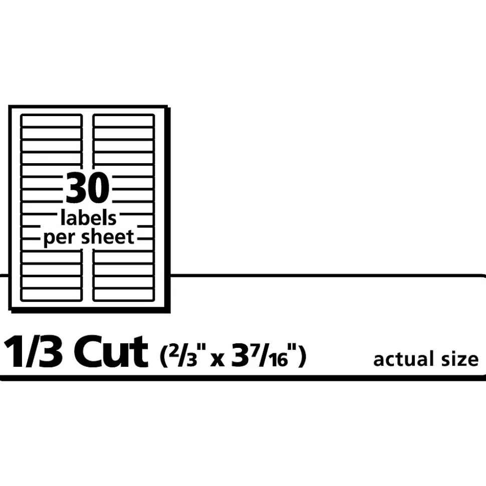Avery Laser/Inkjet File Folder Labels, 2/3" x 3 7/16", White, 30/Sheet, 60 Sheets/Pack (75366)