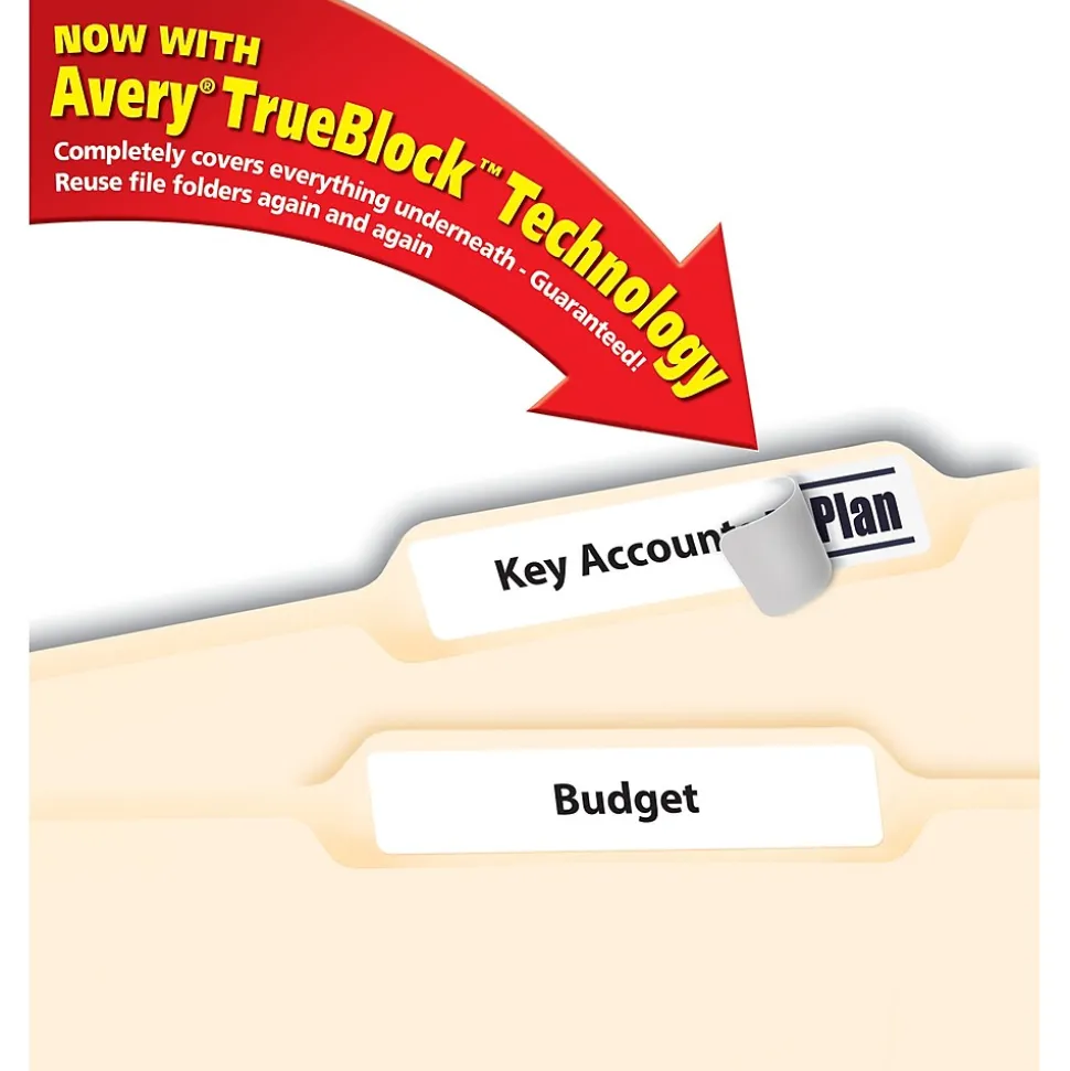 Avery Laser/Inkjet File Folder Labels, 2/3" x 3 7/16", White, 30/Sheet, 60 Sheets/Pack (75366)