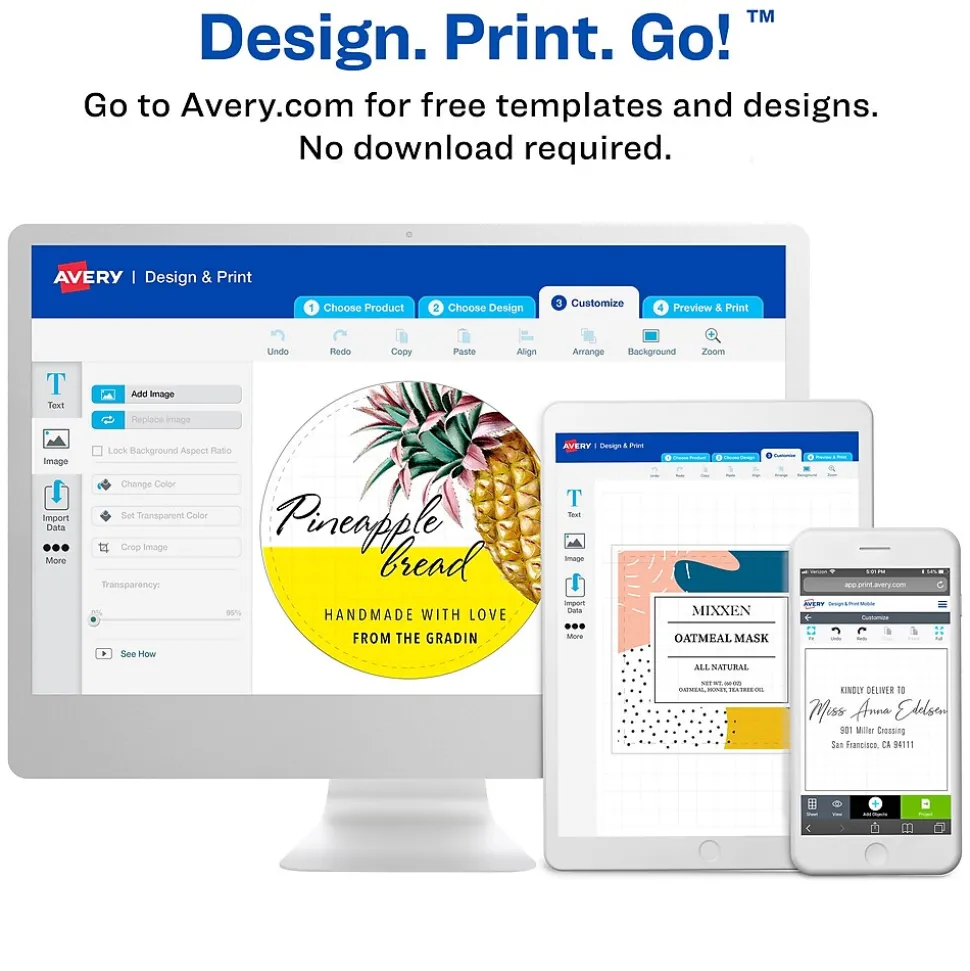 Avery Laser/Inkjet Media Labels, 2" x 2-11/16", White, 15/Sheet, 25 Sheets/Pack (6490)