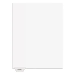 Avery Legal Pre-Printed Paper Dividers, Bottom Tab EXHIBIT A, White, Avery Style, Letter Size, 25/Pack (11940)