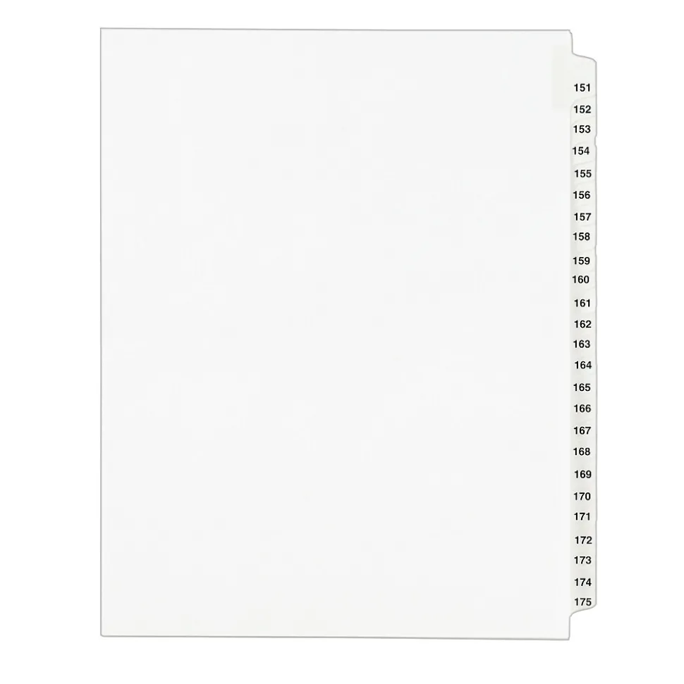 Avery Legal Pre-Printed Paper Divider Collated Set, 151-175 Tabs, White, Avery Style, Letter Size (01336)