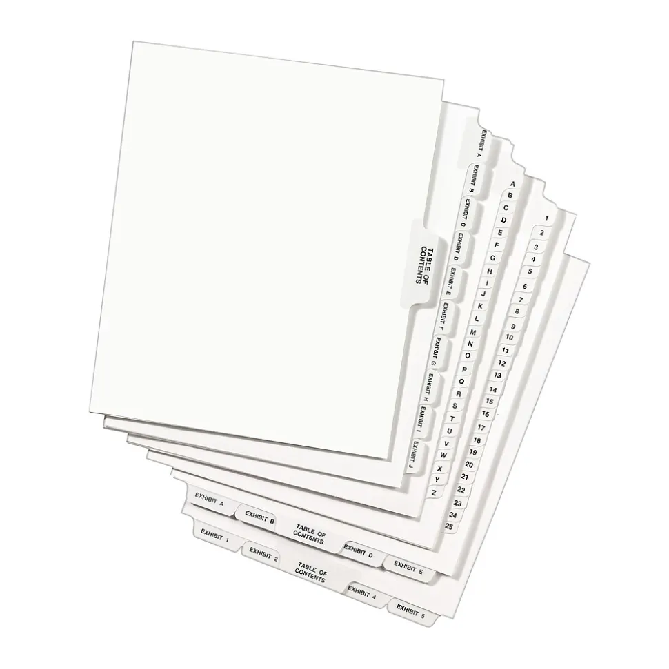 Avery Legal Pre-Printed Paper Divider Collated Set, 151-175 Tabs, White, Avery Style, Letter Size (01336)